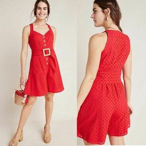 Anthropologie Belted Eyelet Romper